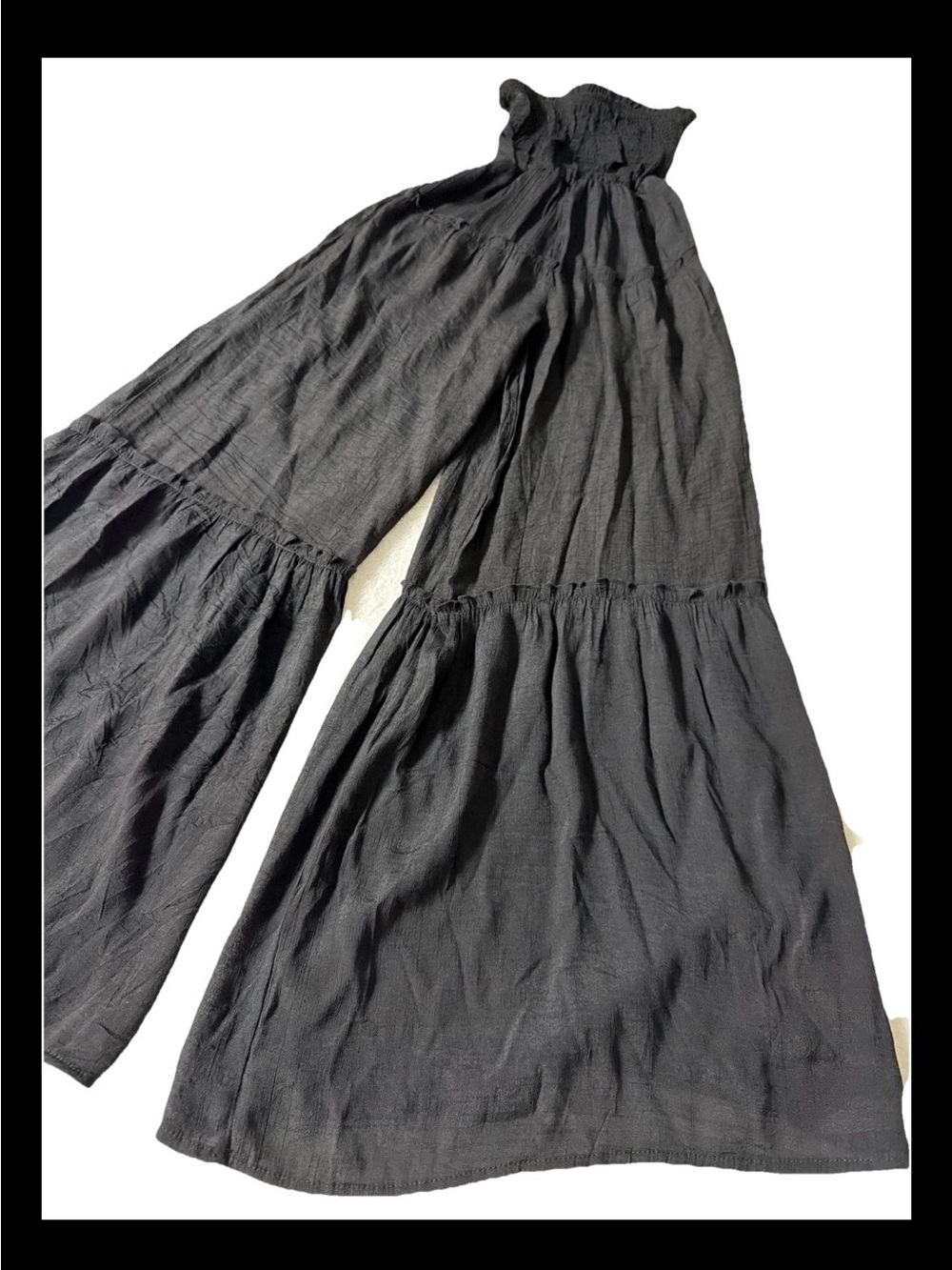 Urban Rose size M Black Smocked Waist Wide Leg Tiered Jumpsuit